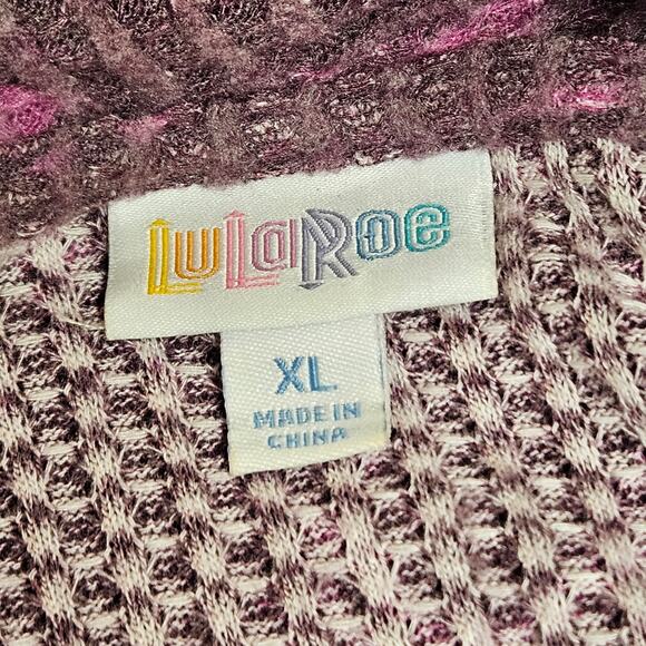 LULAROE Kristen Purple Cowl Neck Waffle Knit Long Dolman Sleeve Size XL - Picture 5 of 6